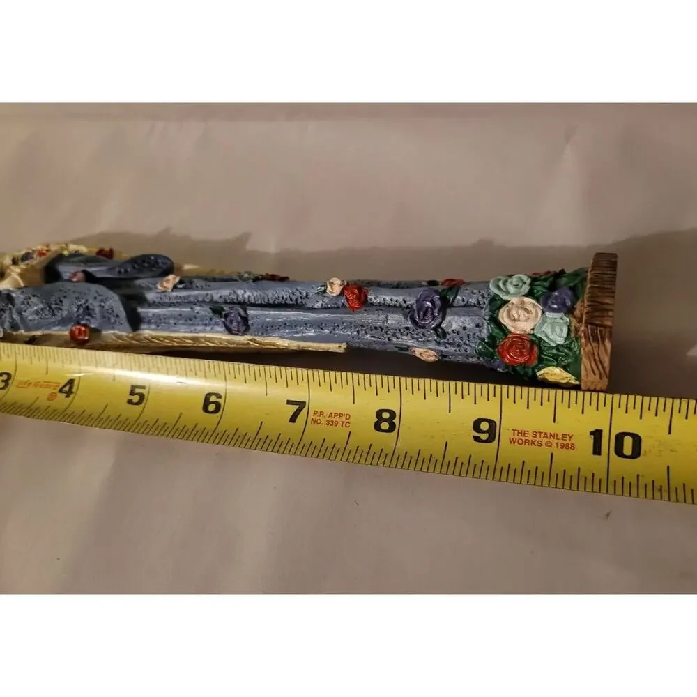 Vintage Pencil Angel Figurine Dove Blue Flower Decor Resin Rose Garden